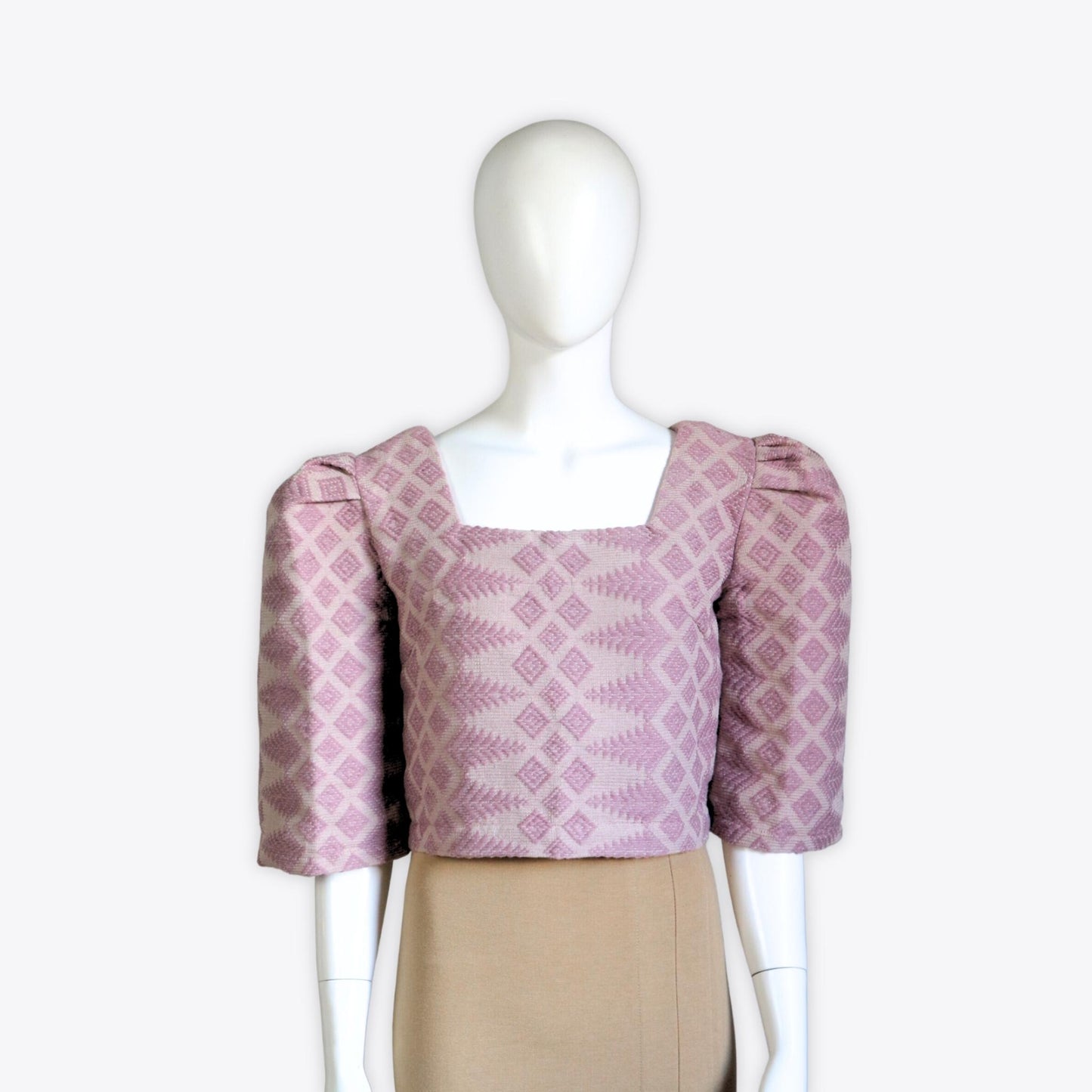 Clara Casual Filipiniana Reversible Inabel Top (Purple Mauve)