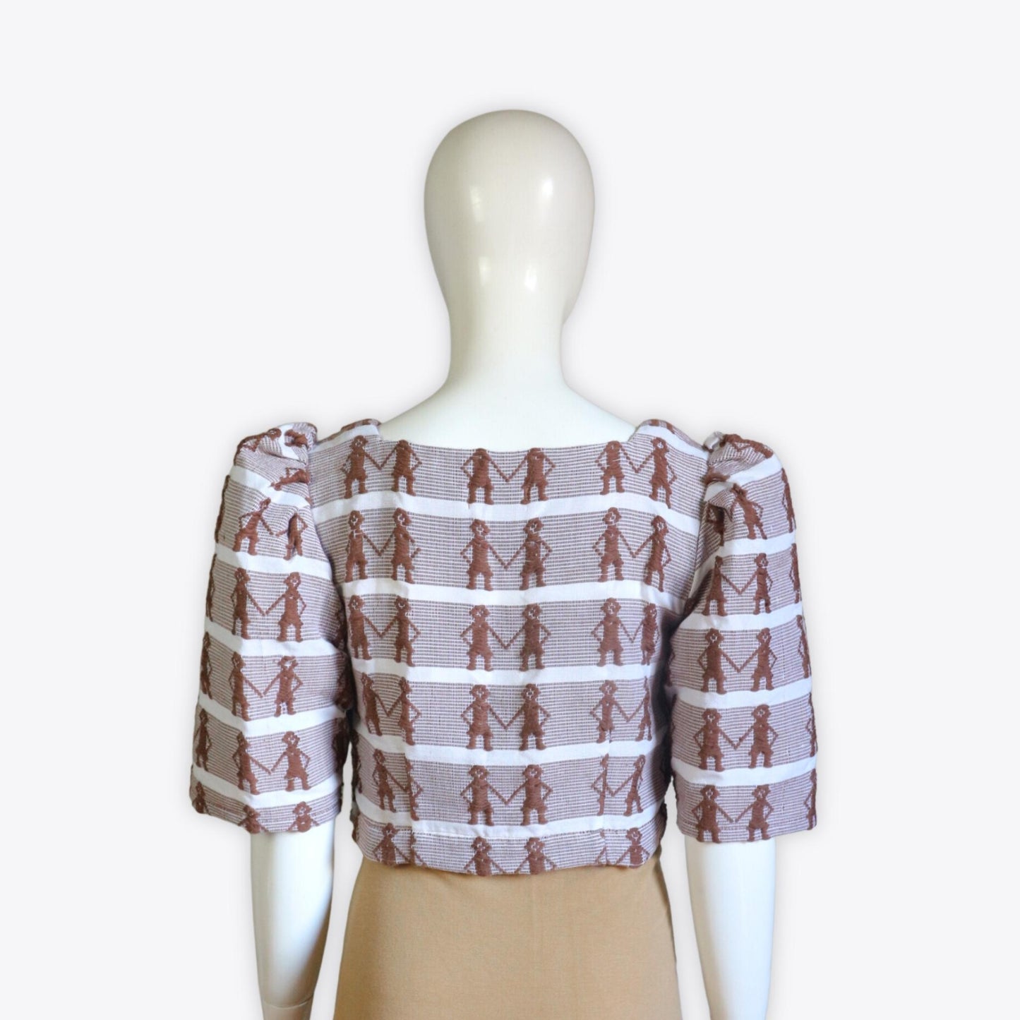 Clara Casual Filipiniana Inabel Top (Brown)