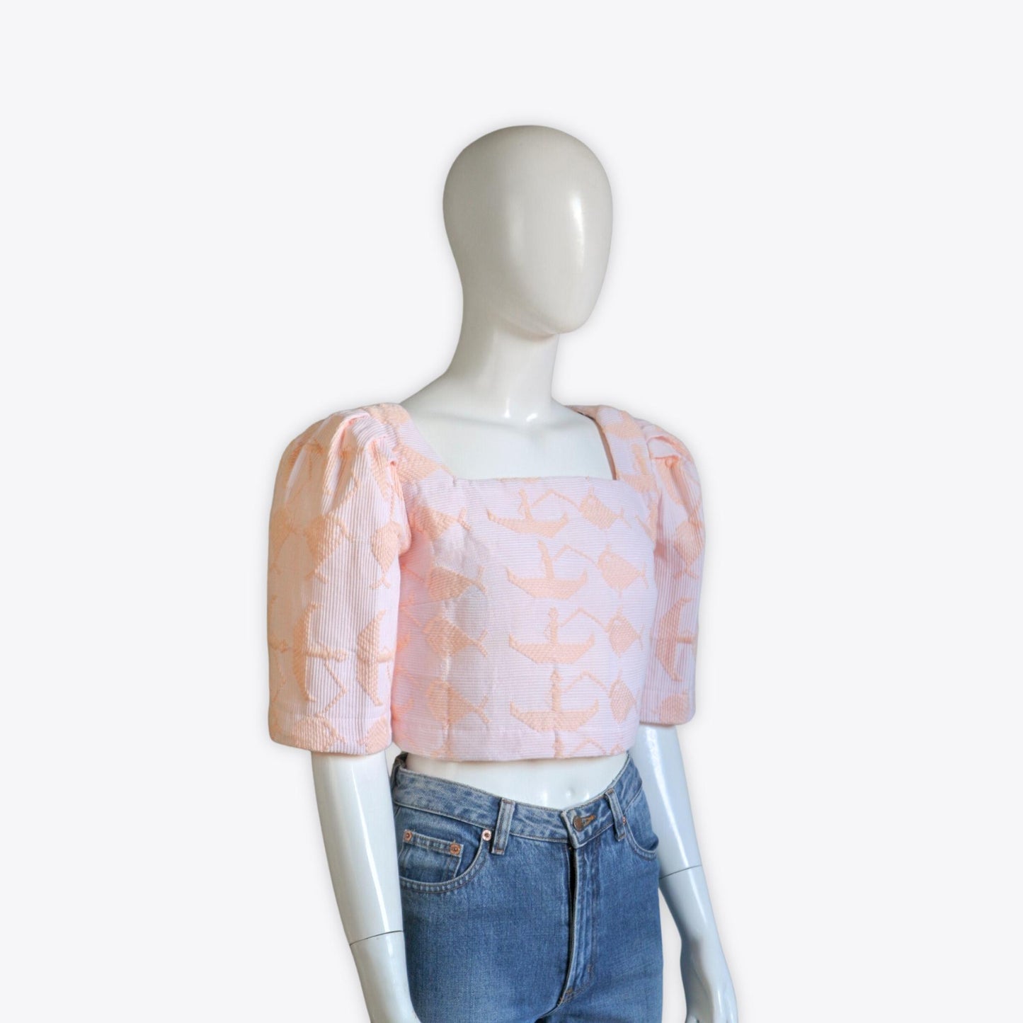 Clara Casual Filipiniana Reversible Inabel Top (Peach)