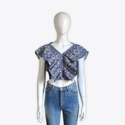 Ava V-Neck Inabel Top (Blue)