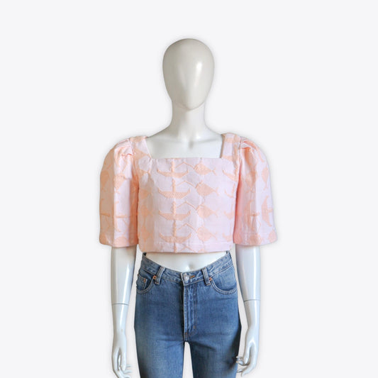 Clara Casual Filipiniana Reversible Inabel Top (Peach)