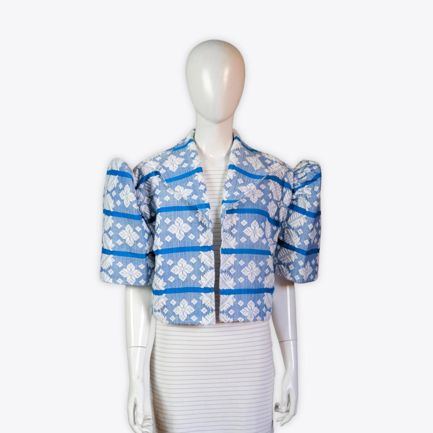 Filipiniana Inabel Bolero (Ocean Blue/White)