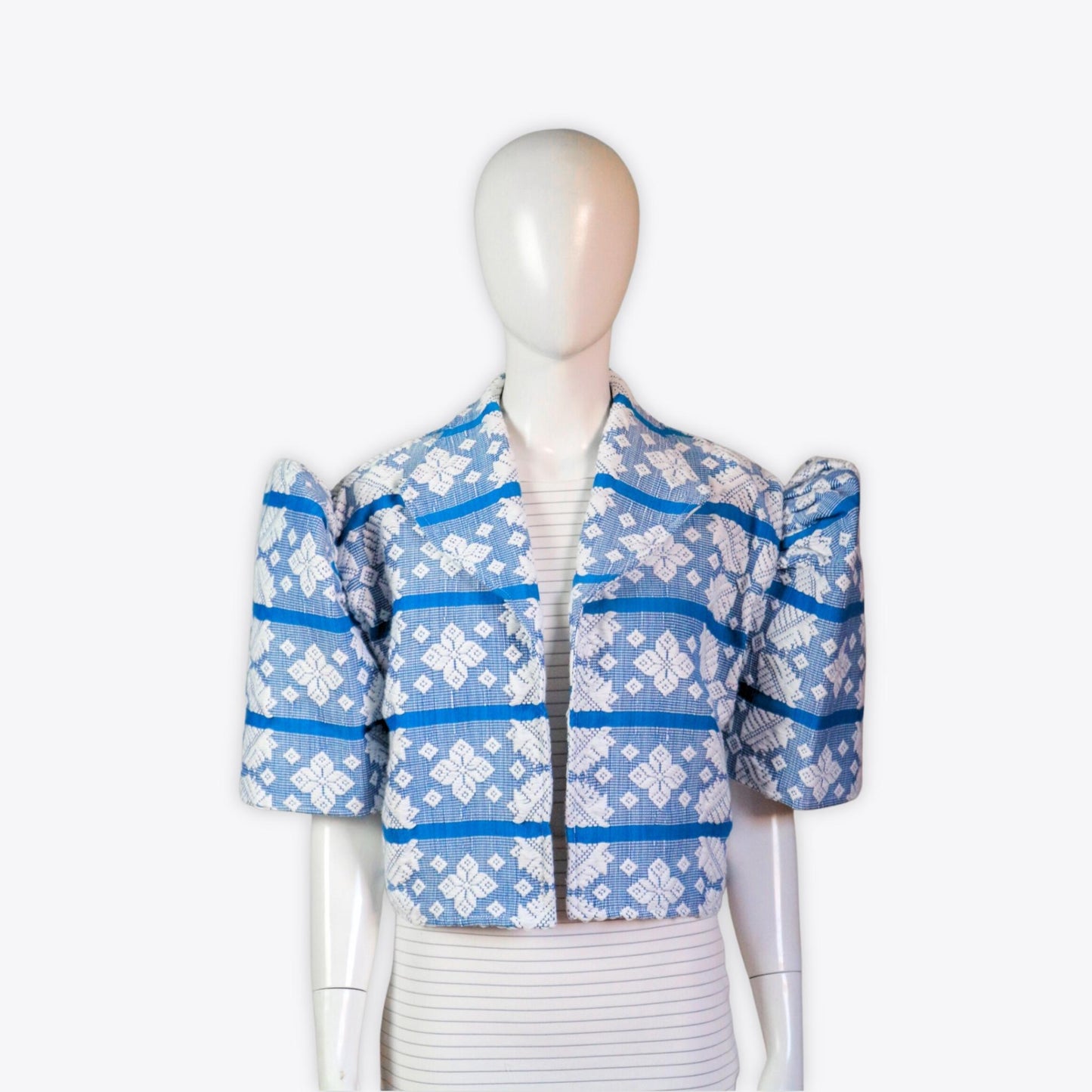 Filipiniana Inabel Bolero (Ocean Blue/White)