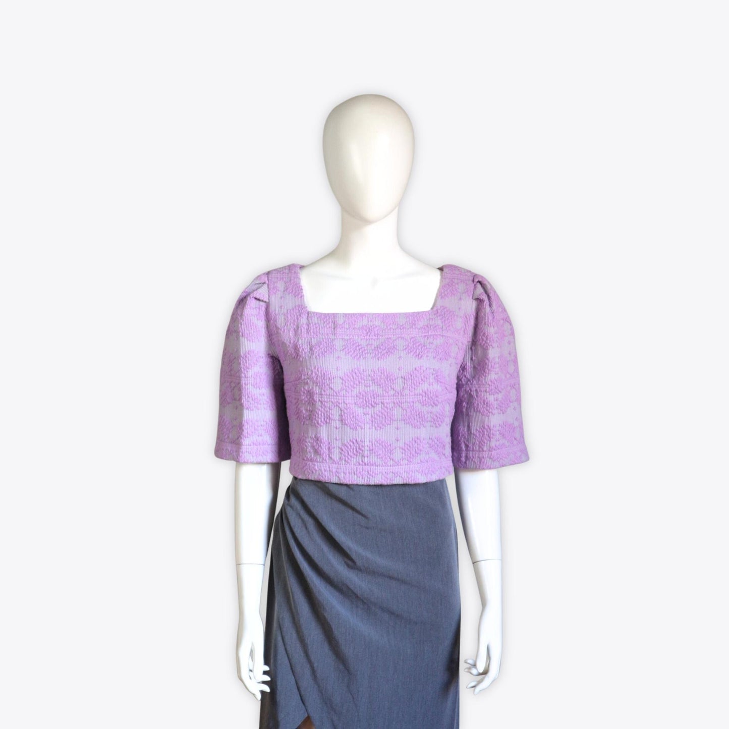 Clara Casual Filipiniana Inabel Top (Lavender)