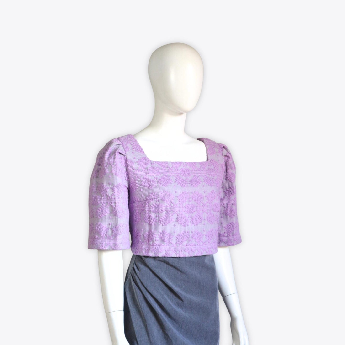 Clara Casual Filipiniana Inabel Top (Lavender)