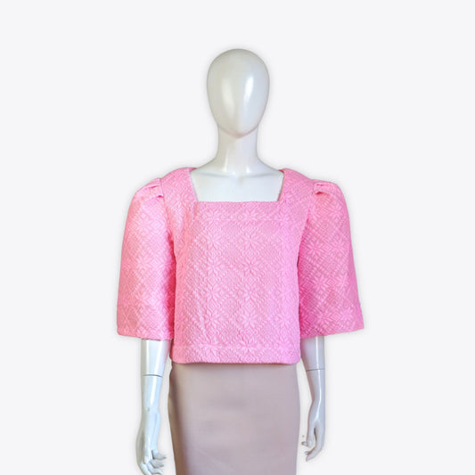 Clara Casual Filipiniana Inabel Top (Pink) (Waist Length)