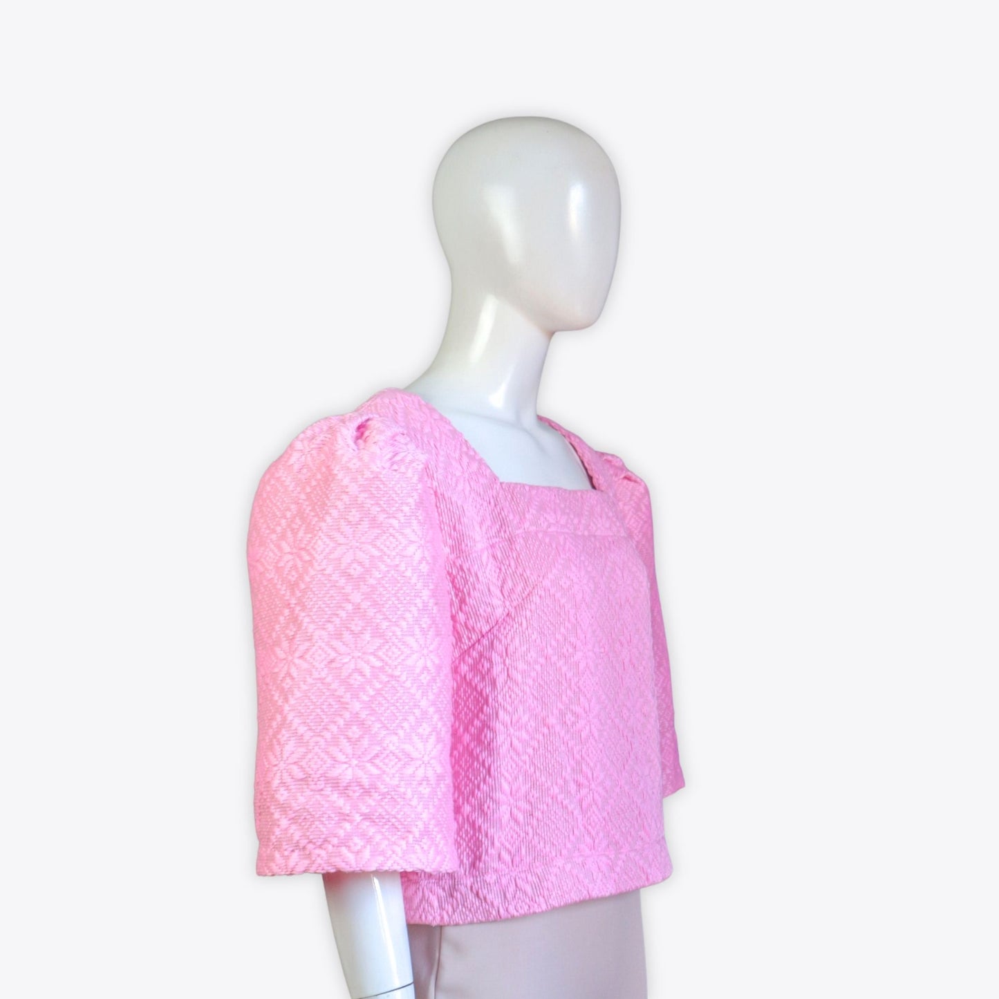 Clara Casual Filipiniana Inabel Top (Pink) (Waist Length)