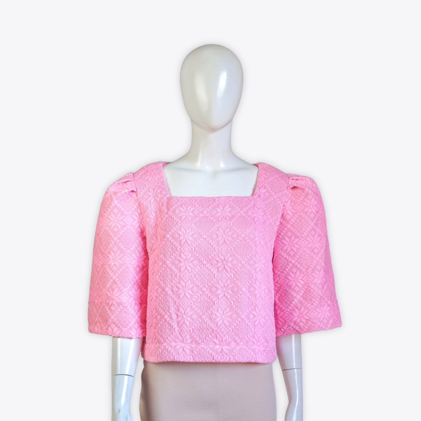 Clara Casual Filipiniana Inabel Top (Pink) (Waist Length)