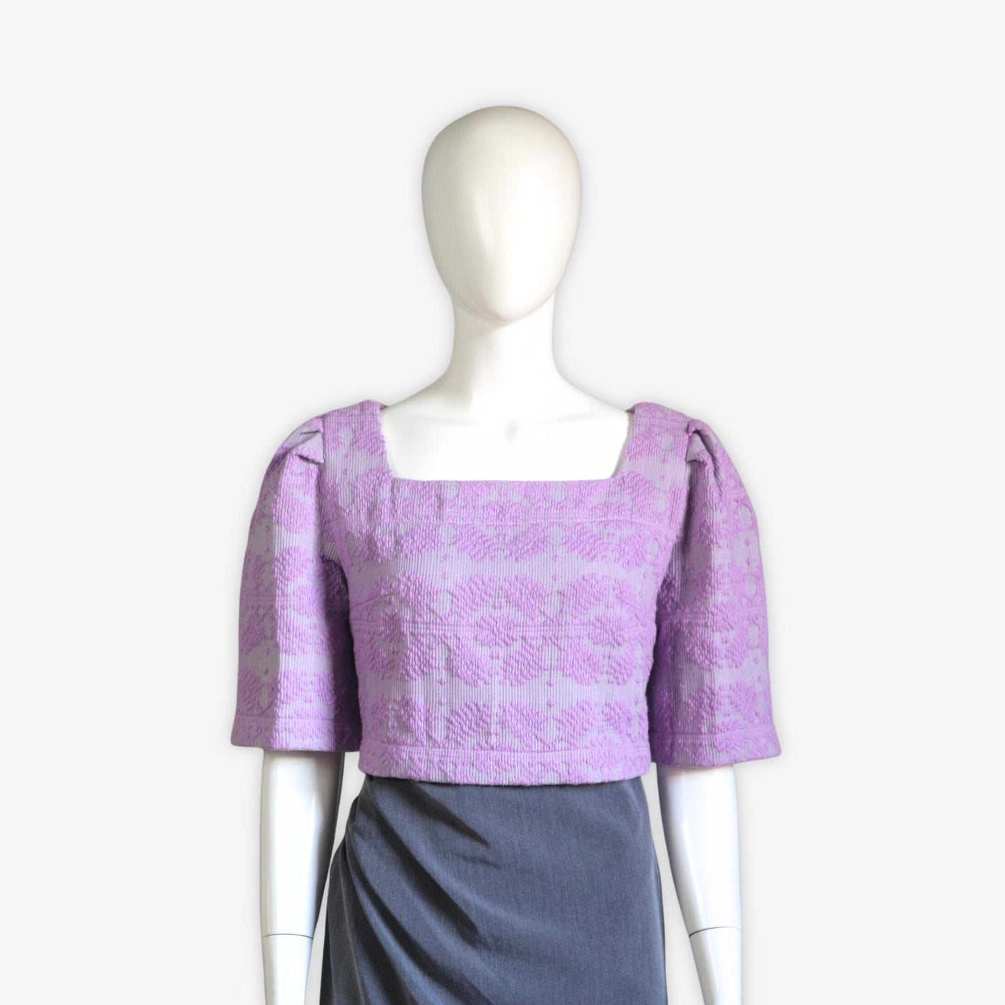 Clara Casual Filipiniana Inabel Top (Lavender)