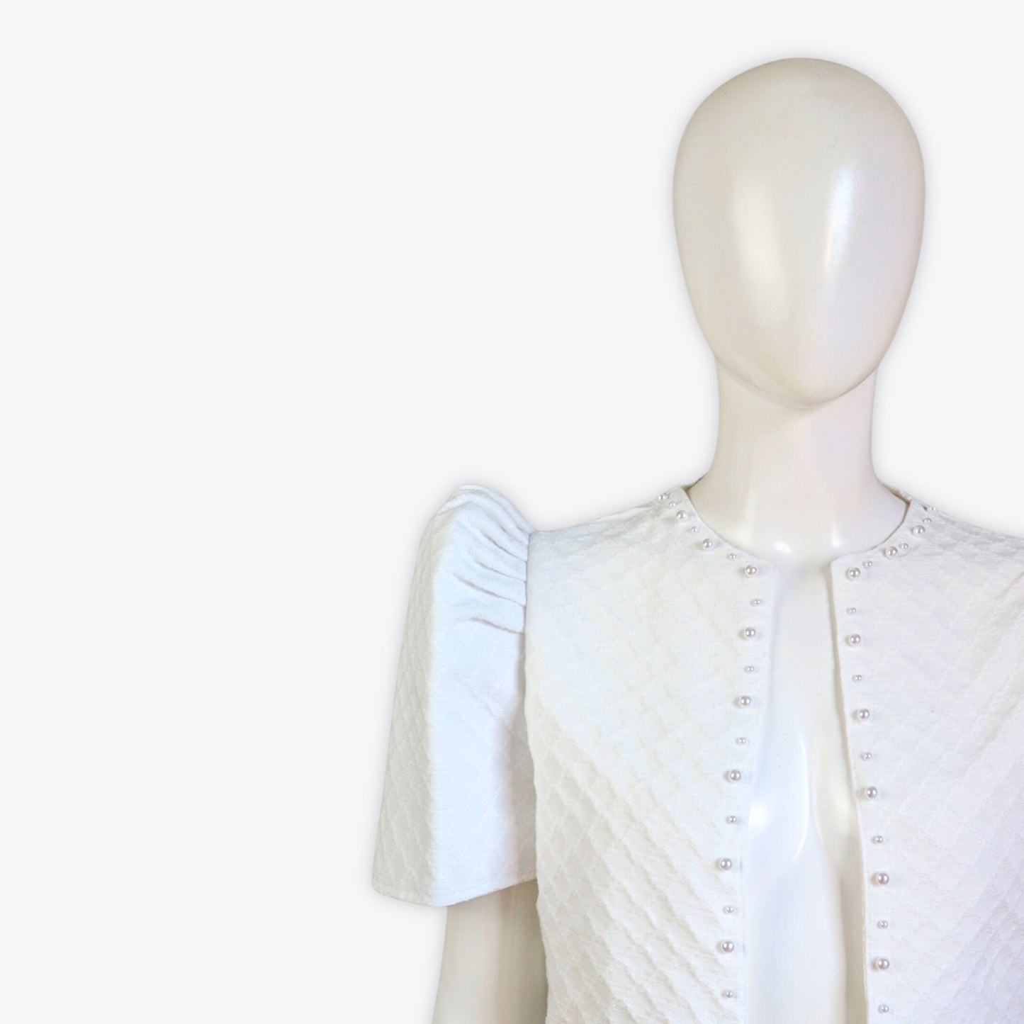 Pearl Embellished Filipiniana Inabel Bolero (White)