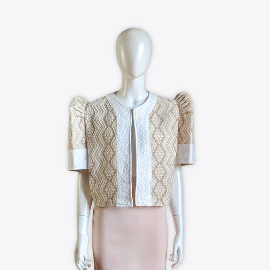 Filipiniana Inabel Bolero (Beige/White)