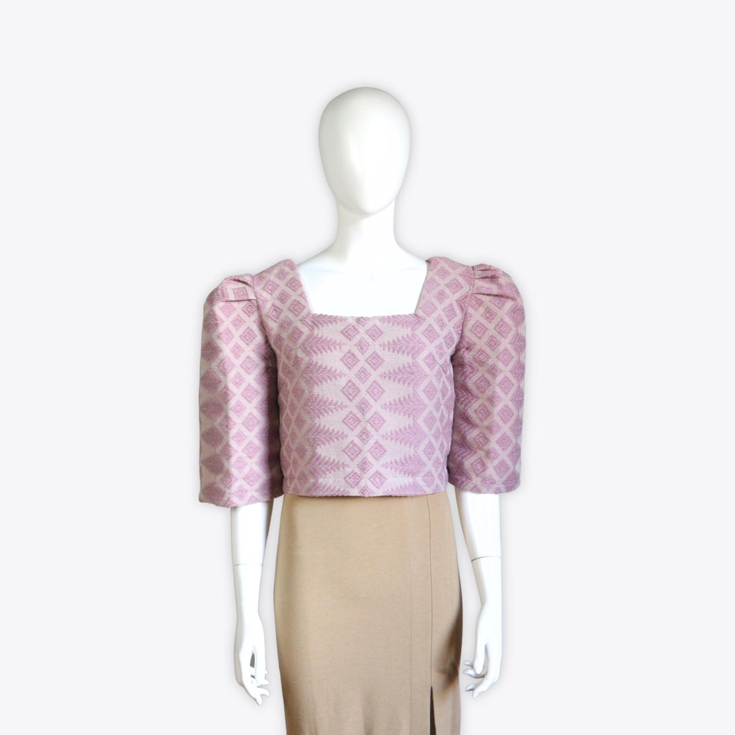 Clara Casual Filipiniana Reversible Inabel Top (Purple Mauve)