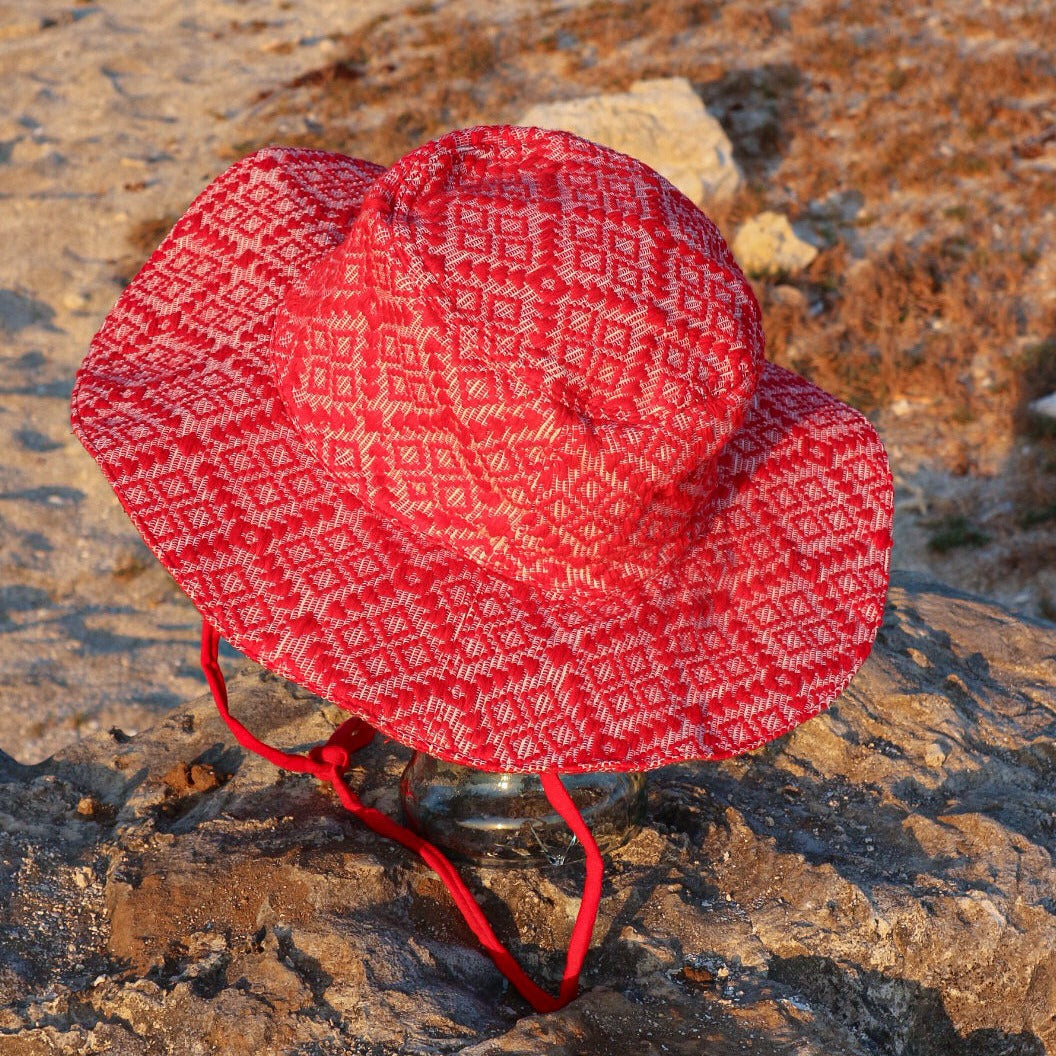 Inabel Wide Brim Bucket Hat (Red)