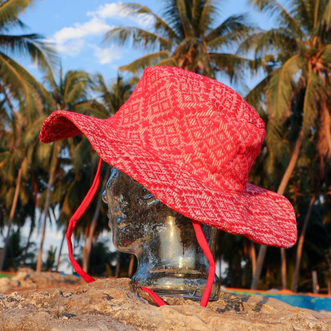Inabel Wide Brim Bucket Hat (Red) – lovecamille