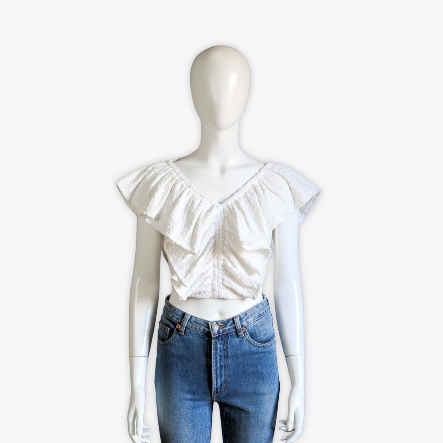 Ava V-Neck Inabel Top (White)