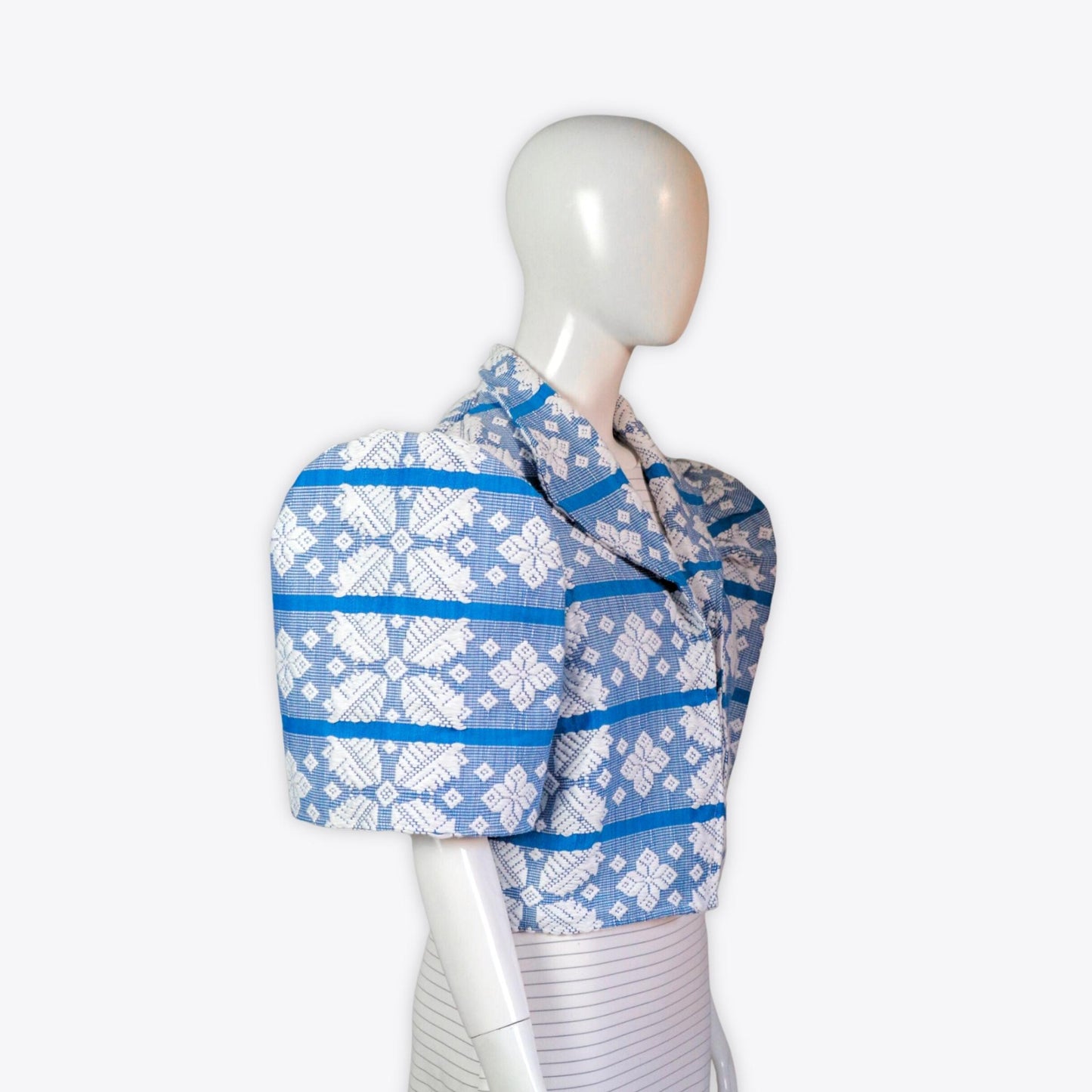 Filipiniana Inabel Bolero (Ocean Blue/White)