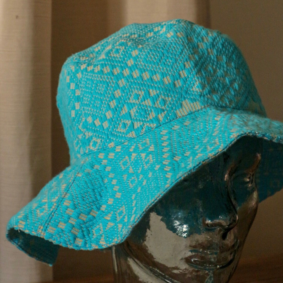 Inabel Wide Brim Bucket Hat (Blue)