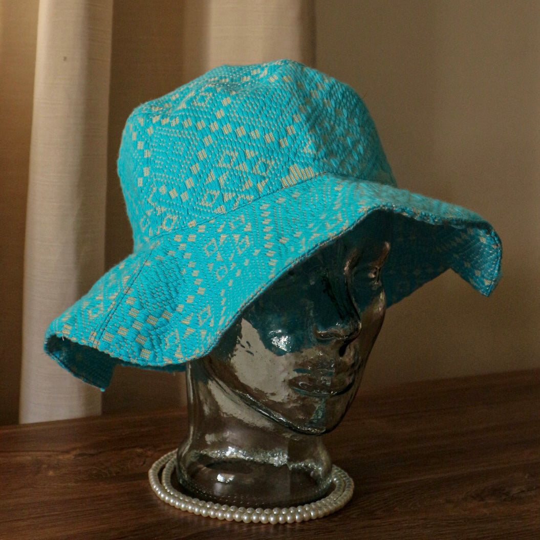 Inabel Wide Brim Bucket Hat (Blue)